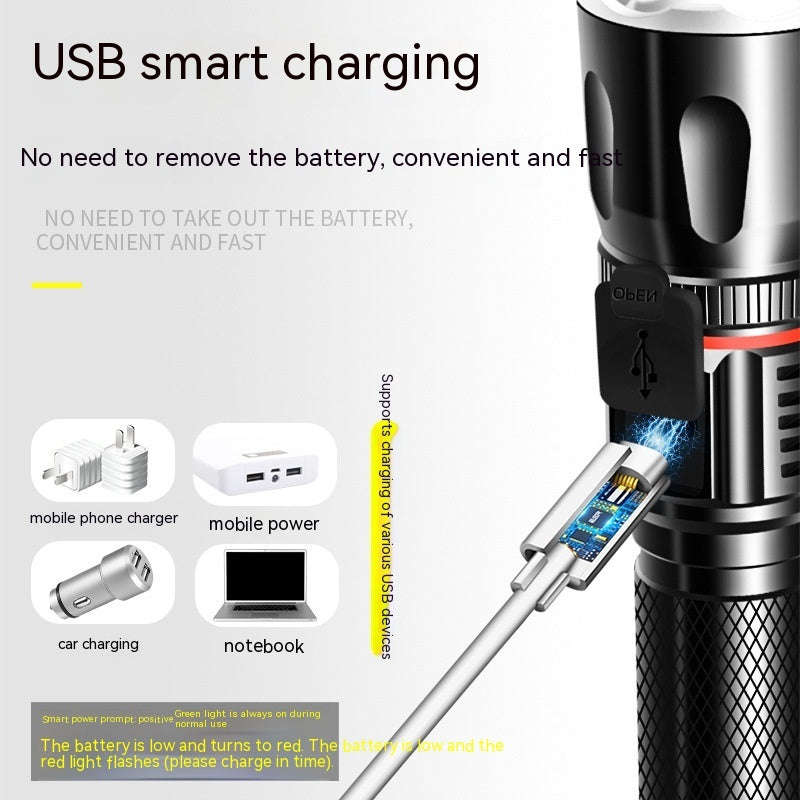 Outdoor Telescopic T6 Multifunction Flashlight