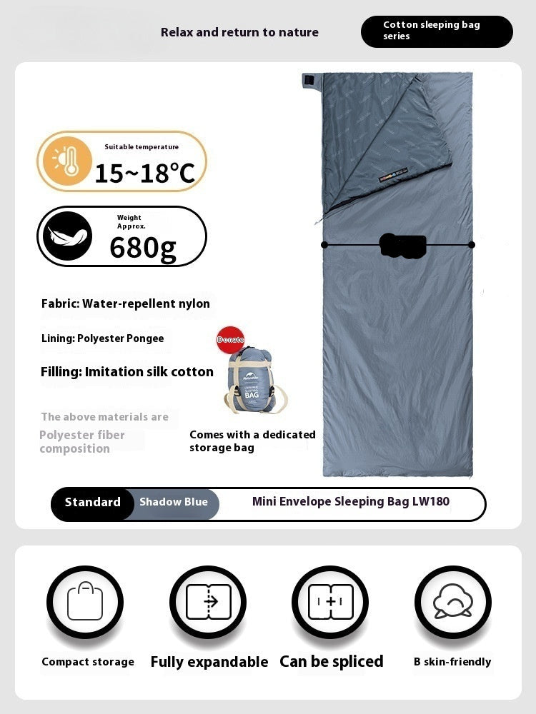 Summer Lightweight Envelope Sleeping Bag For Camping