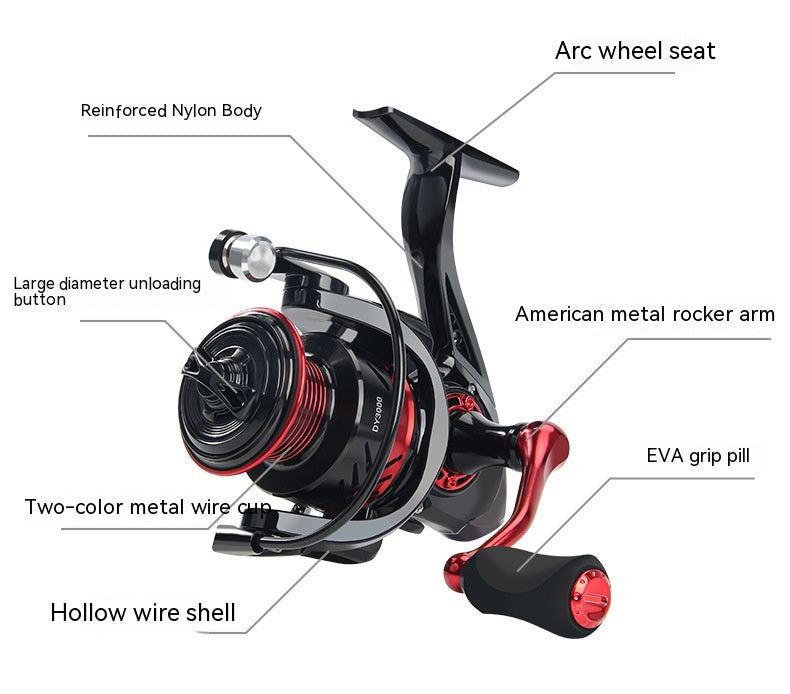 Double Crank Spinning Reel All Metal Spool Lure Fishing Wheel