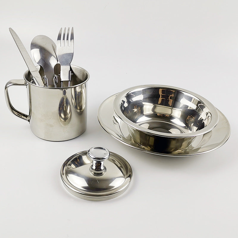 Outdoor Stainless Steel Camping Tableware Set