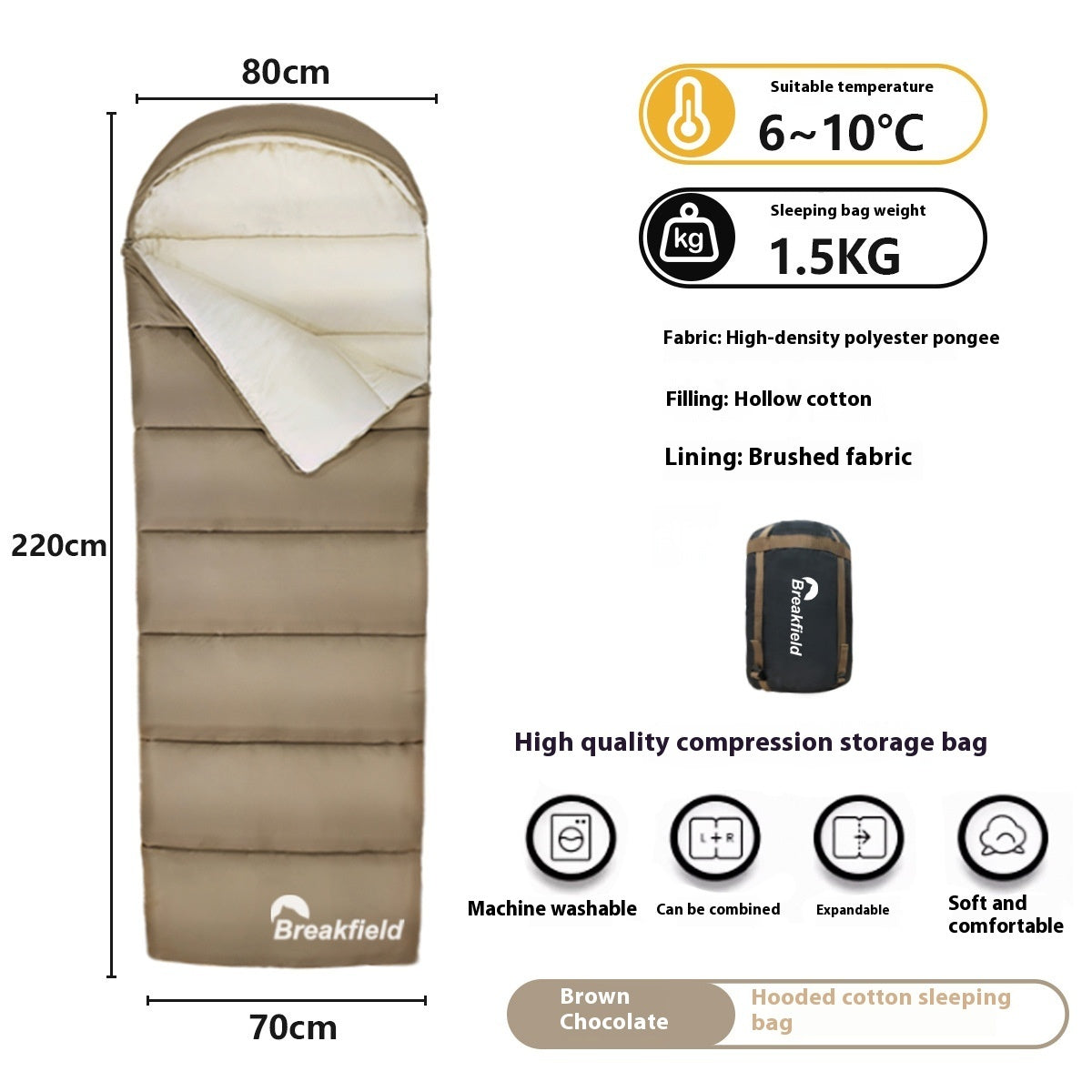 Thickened Waterproof Cotton Camping Sleeping Bag Four Seasons