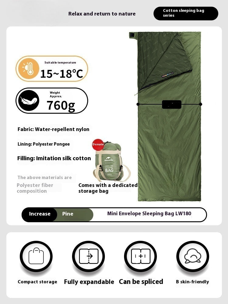 Summer Lightweight Envelope Sleeping Bag For Camping