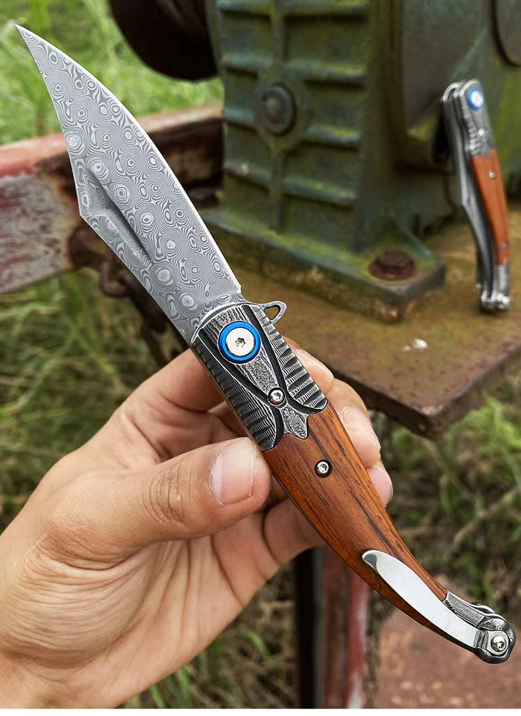 Damascus Steel Folding Knife Outdoor Survival Tool