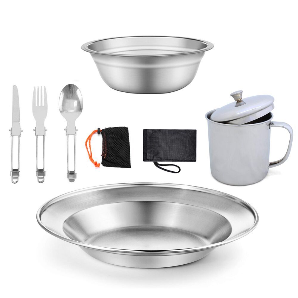 Outdoor Stainless Steel Camping Tableware Set