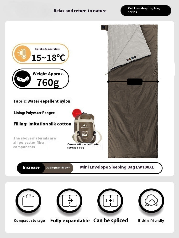 Summer Lightweight Envelope Sleeping Bag For Camping