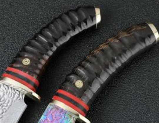 Forged Damascus VG10 Hunting Knife Outdoor Camping Knife