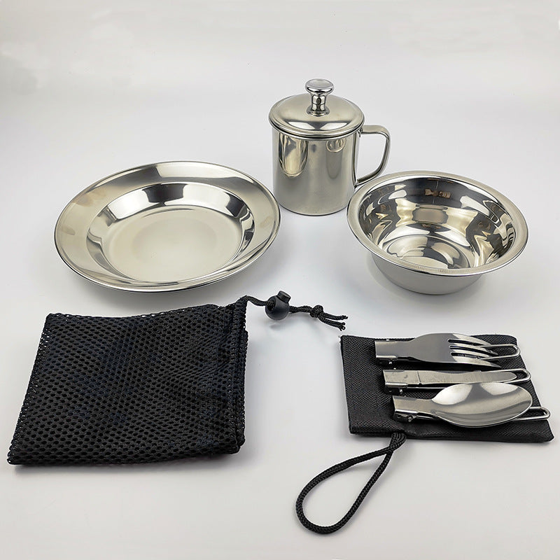 Outdoor Stainless Steel Camping Tableware Set