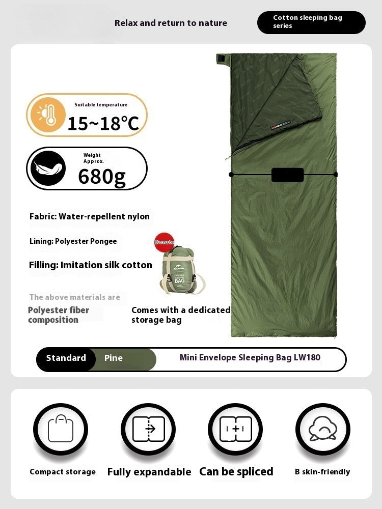 Summer Lightweight Envelope Sleeping Bag For Camping