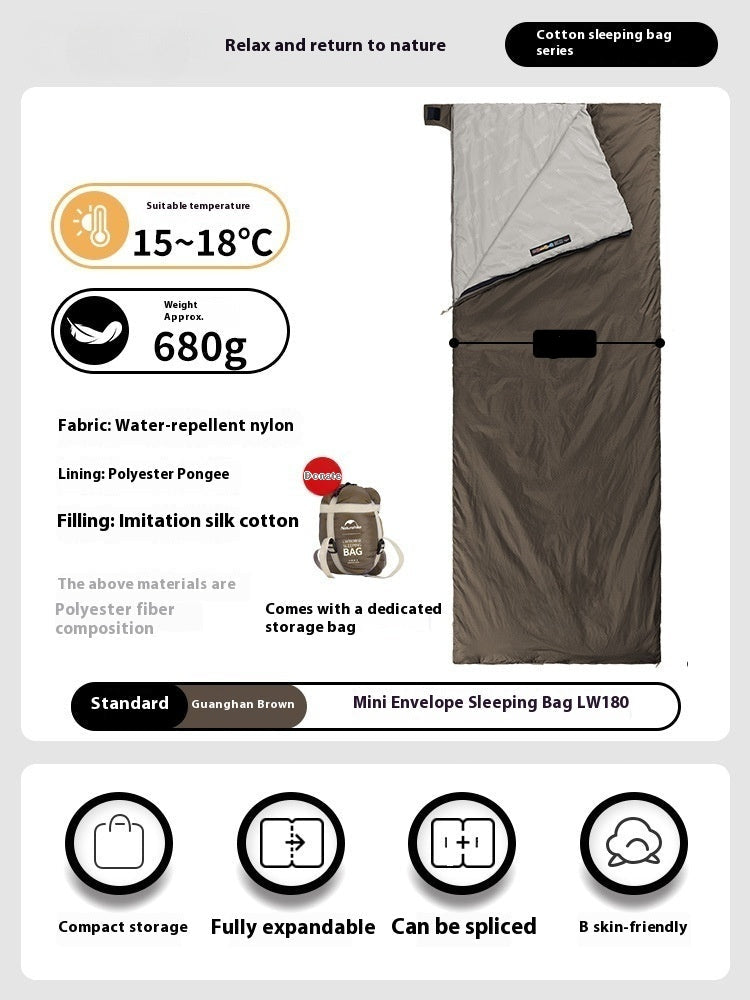 Summer Lightweight Envelope Sleeping Bag For Camping