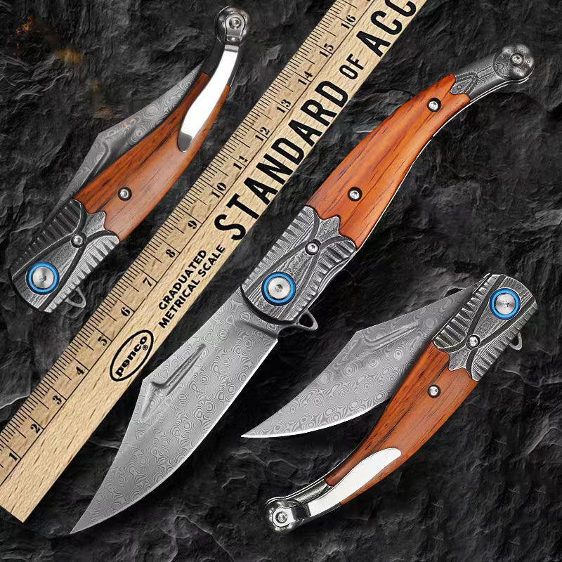 Damascus Steel Folding Knife Outdoor Survival Tool