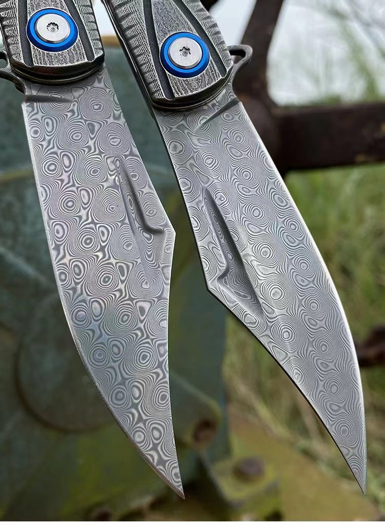Damascus Steel Folding Knife Outdoor Survival Tool