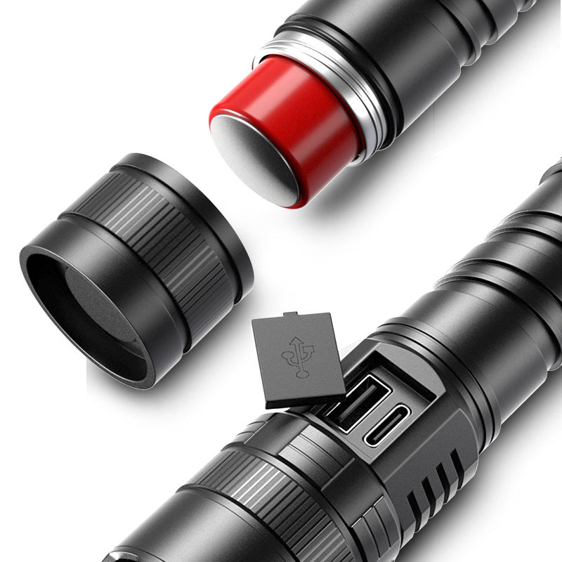 USB Rechargeable Portable Zoom Camping Flashlight