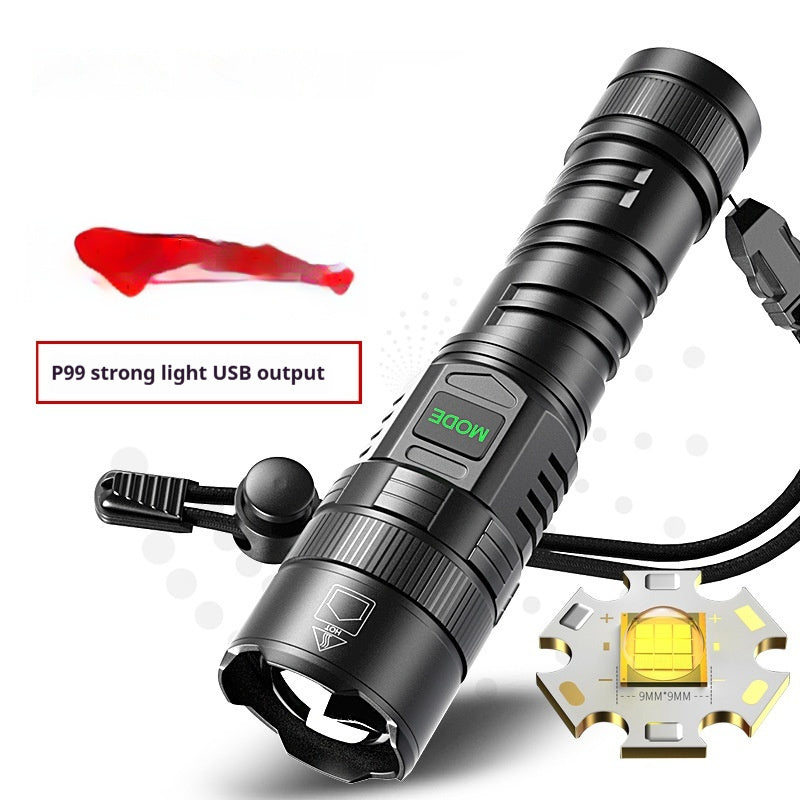 USB Rechargeable Portable Zoom Camping Flashlight