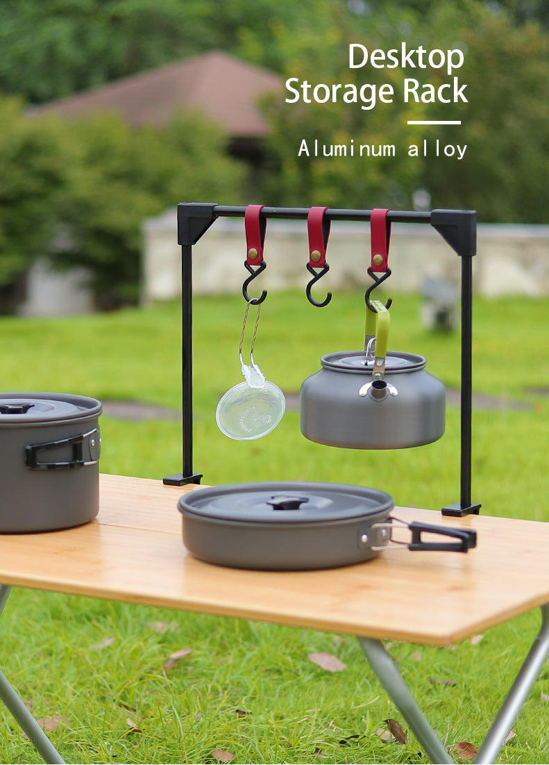 Adjustable Outdoor Camping Rack With Pot & Stove Hooks