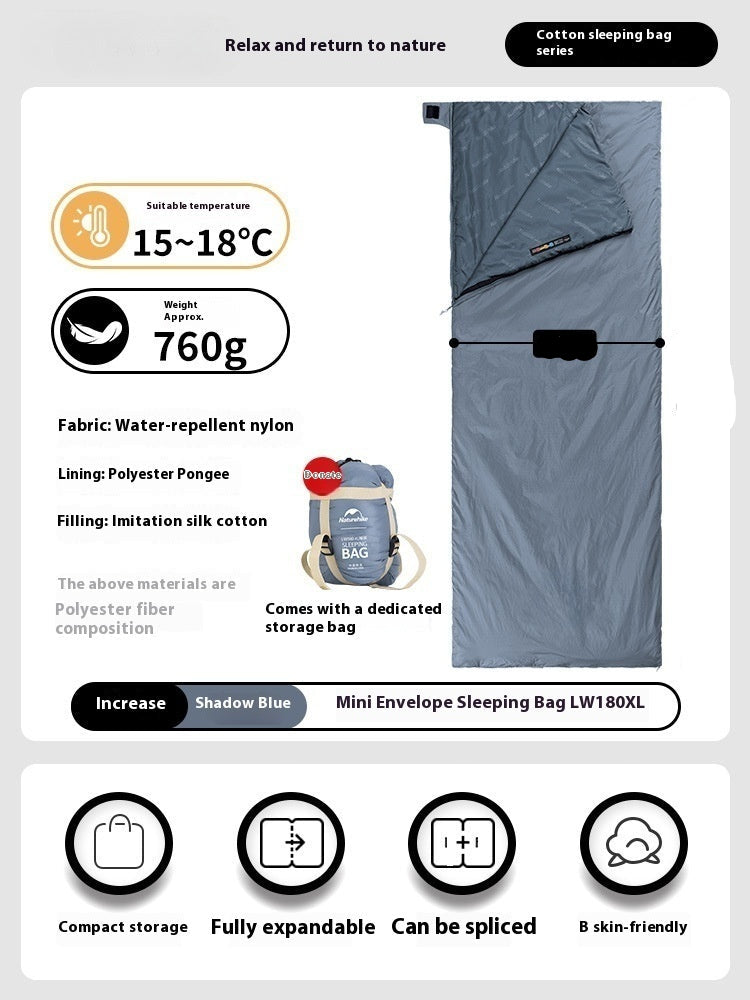 Summer Lightweight Envelope Sleeping Bag For Camping