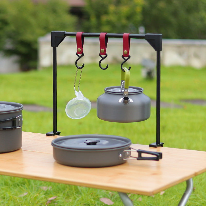 Adjustable Outdoor Camping Rack With Pot & Stove Hooks