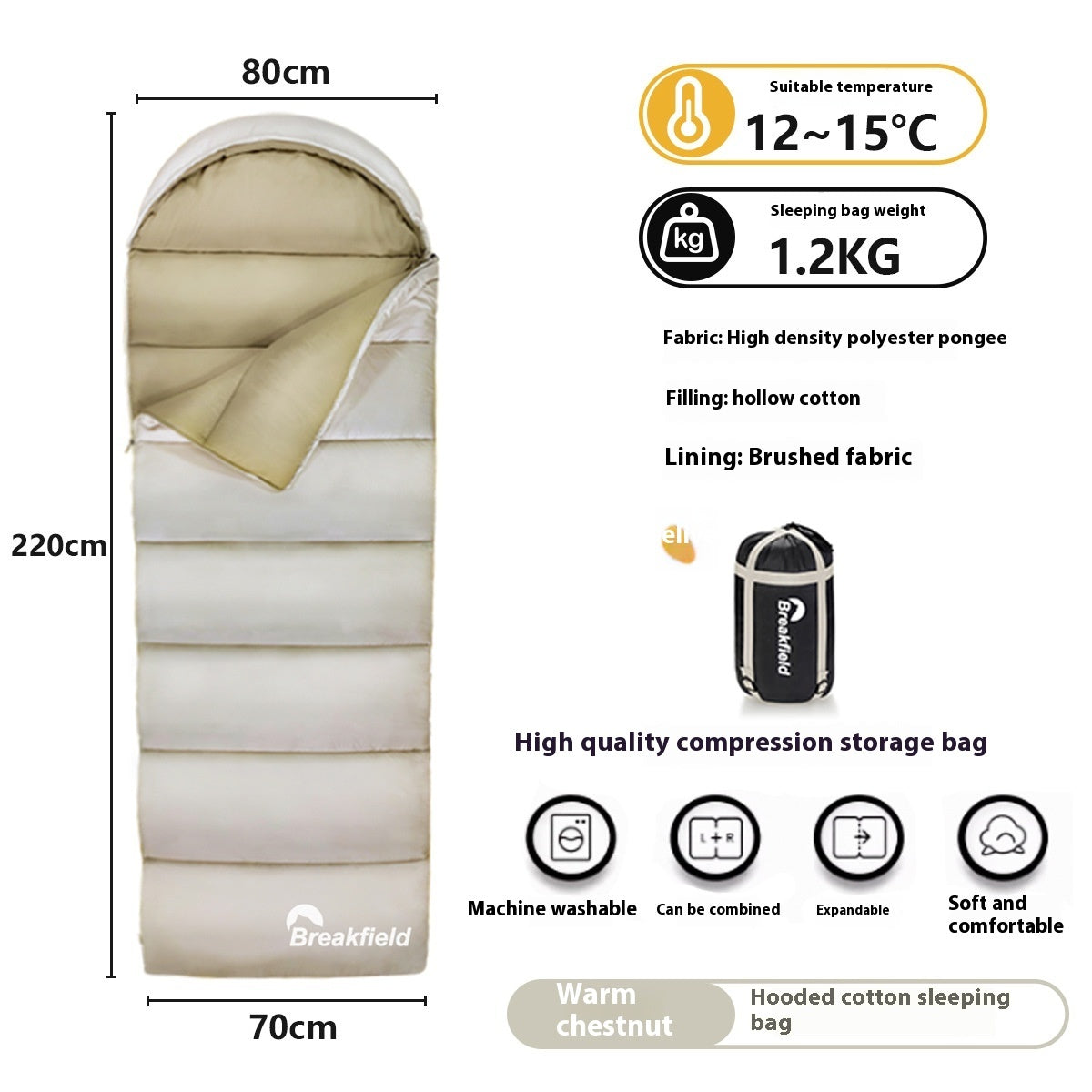 Thickened Waterproof Cotton Camping Sleeping Bag Four Seasons