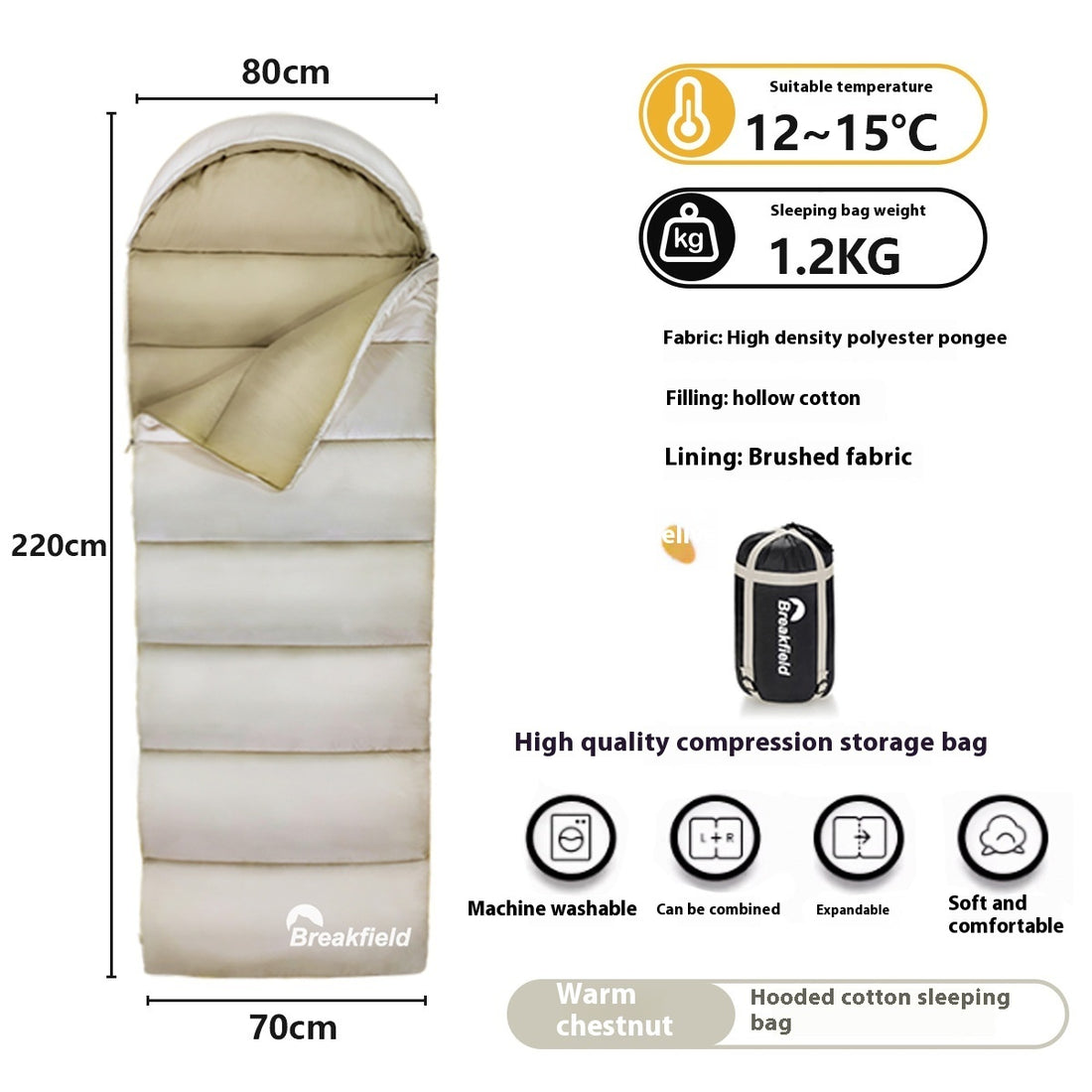 Thickened Waterproof Cotton Camping Sleeping Bag Four Seasons