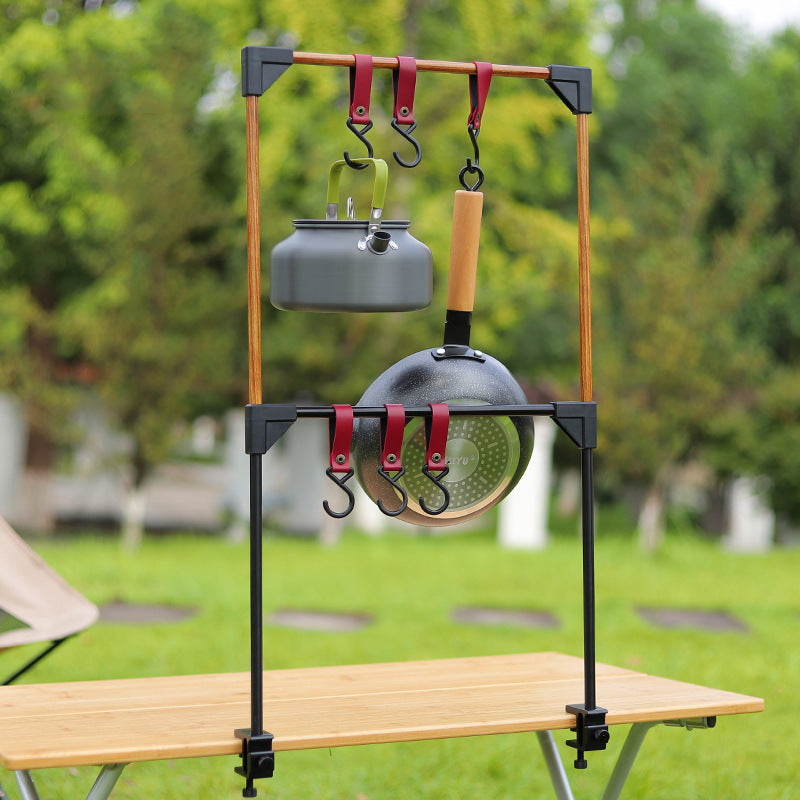 Adjustable Outdoor Camping Rack With Pot & Stove Hooks