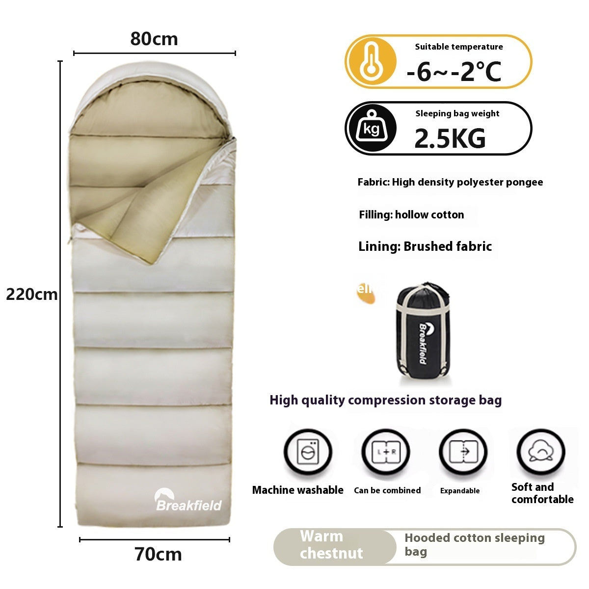 Thickened Waterproof Cotton Camping Sleeping Bag Four Seasons