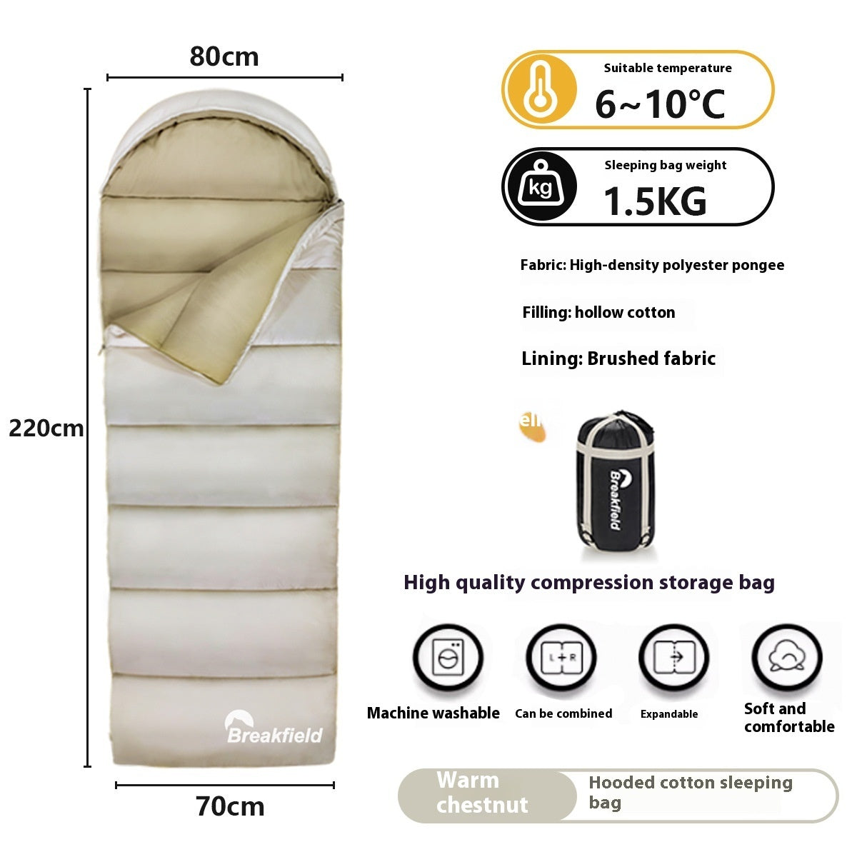Thickened Waterproof Cotton Camping Sleeping Bag Four Seasons